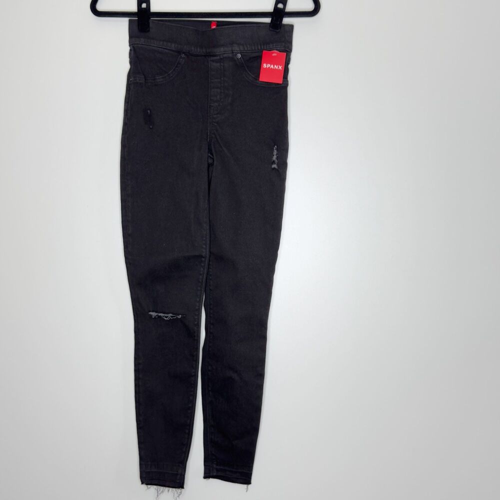 New SPANX Distressed Denim Leggings Skinny High Waist Women's Size XS - 20213R